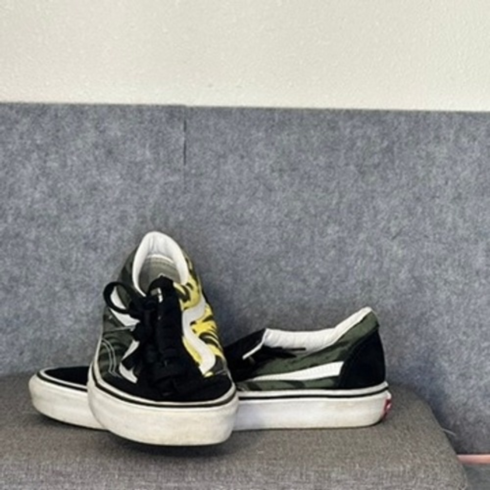 Vans Old Skool Tie Dye Sneakers Black Yellow White Low Top Shoes M7.0